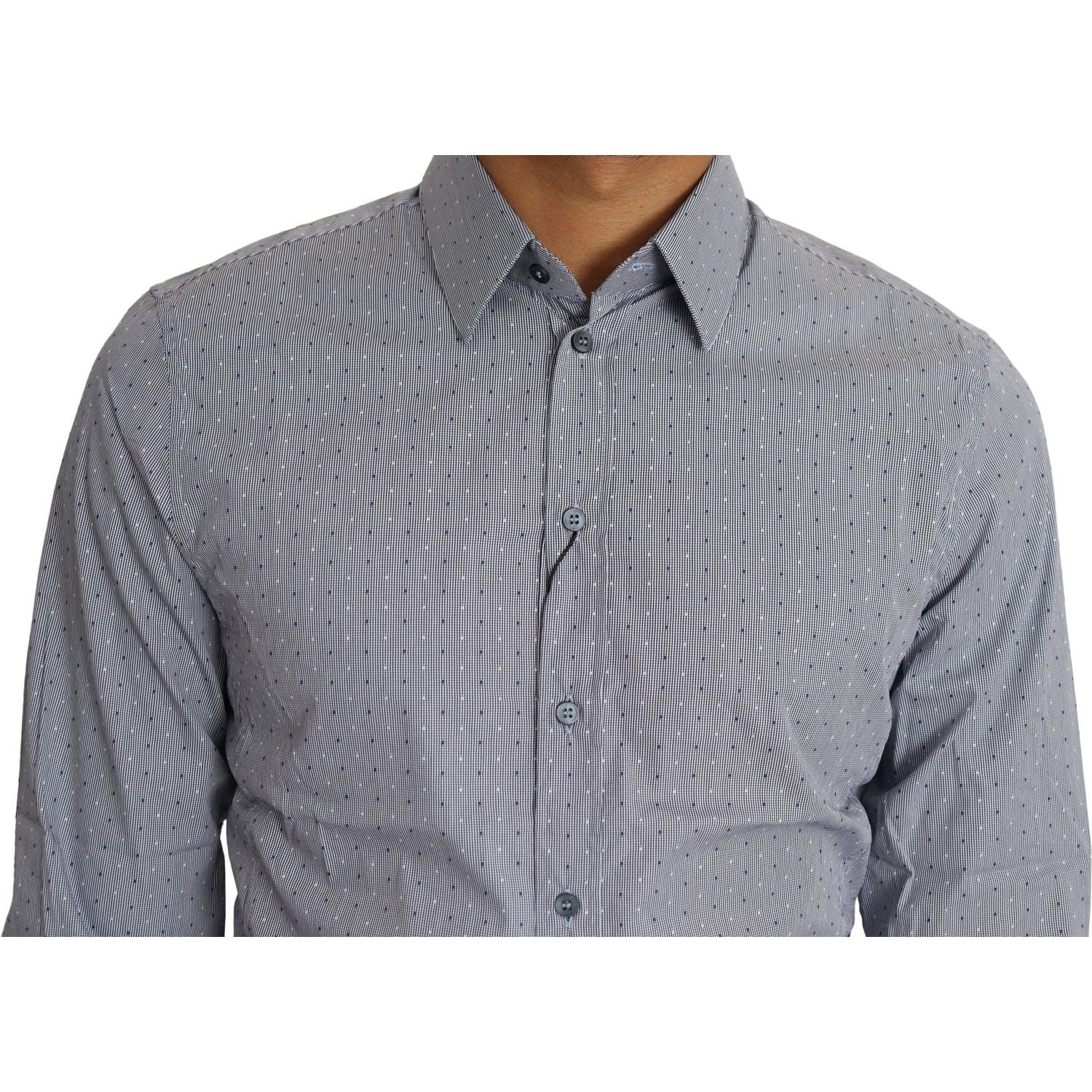Dolce & Gabbana Gray Dotted Semi Fitted Formal SICILIA Shirt