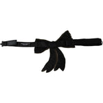 Dolce & Gabbana Gold Tone Silk Rhinestone Embellished Women Bowtie SMY100469