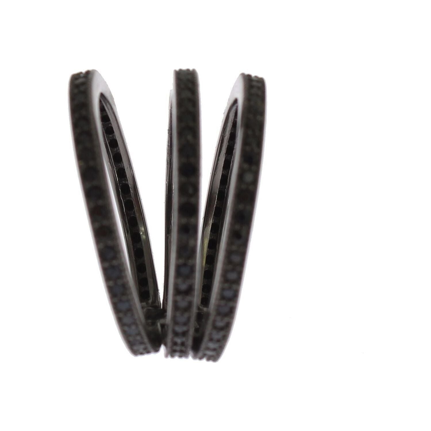 خاتم نيالايا الأنيق المصنوع من الكريستال الفضي باللون الأسود والروديوم