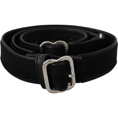 GF Ferre Black Leather Silver Chrome Metal Buckle Belt Belt