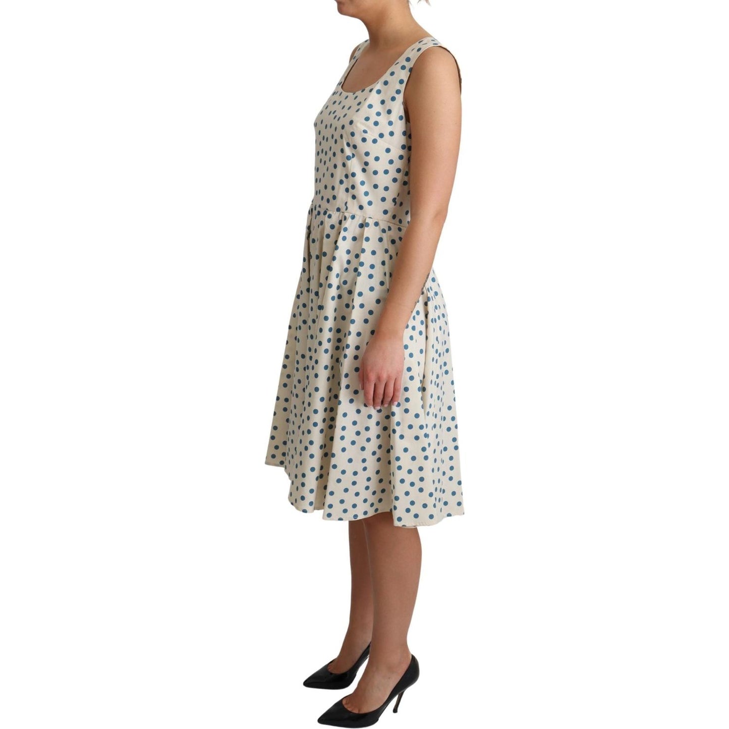 Dolce & Gabbana Beige Dotted Cotton A-Line Gown Dress Dresses