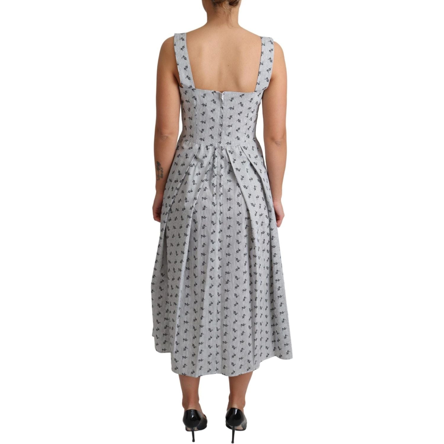 فستان دولتشي آند غابانا الأنيق المخطط المزهر