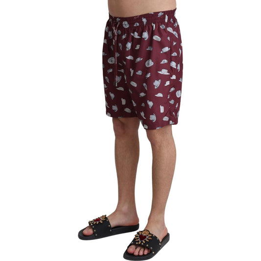 Dolce & Gabbana Elegant Maroon Beachwear Trunks Dolce & Gabbana Dark Olive Green