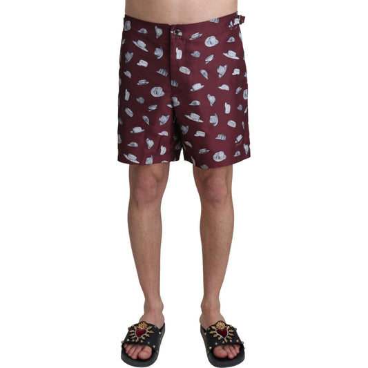 Dolce & Gabbana Elegant Maroon Swim Trunks Dolce & Gabbana Dark Olive Green