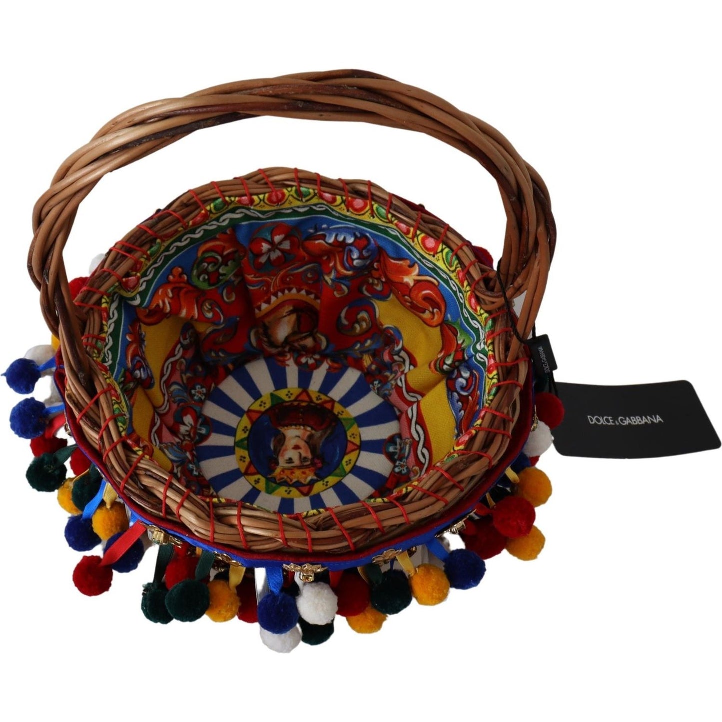 Dolce & Gabbana Multicolor Cotton Embellished Agnese Basket Tote Bag VAS12273