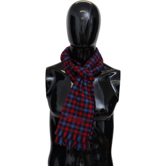 Missoni Chic Check Pattern Wool Scarf with Logo Embroidery Missoni Black