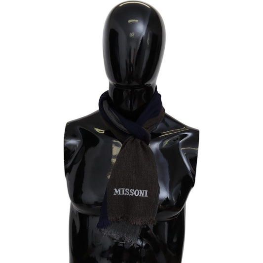 Missoni Elegant Multicolor Wool Scarf with Signature Embroidery Missoni Black