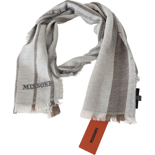 Missoni Multicolor Wool Stripe Fringe Scarf Unisex Missoni Dark Gray