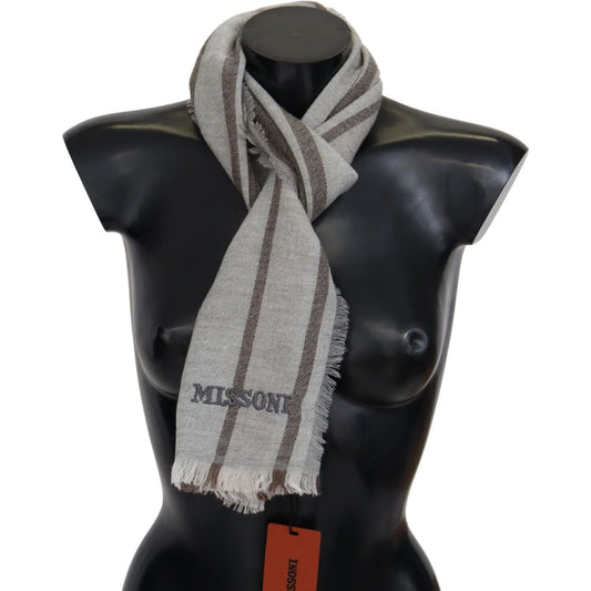 Missoni Multicolor Wool Stripe Fringe Scarf Unisex Missoni Dark Slate Gray
