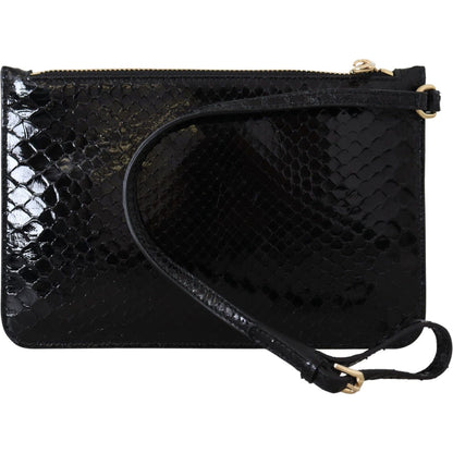 Dolce & Gabbana Black Leather Coin Purse Wristlet Mirror Agnese Wallet