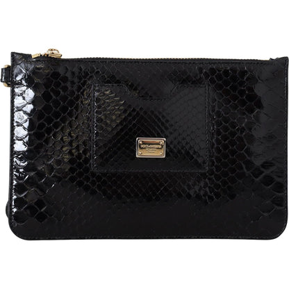 Dolce & Gabbana Black Leather Coin Purse Wristlet Mirror Agnese Wallet