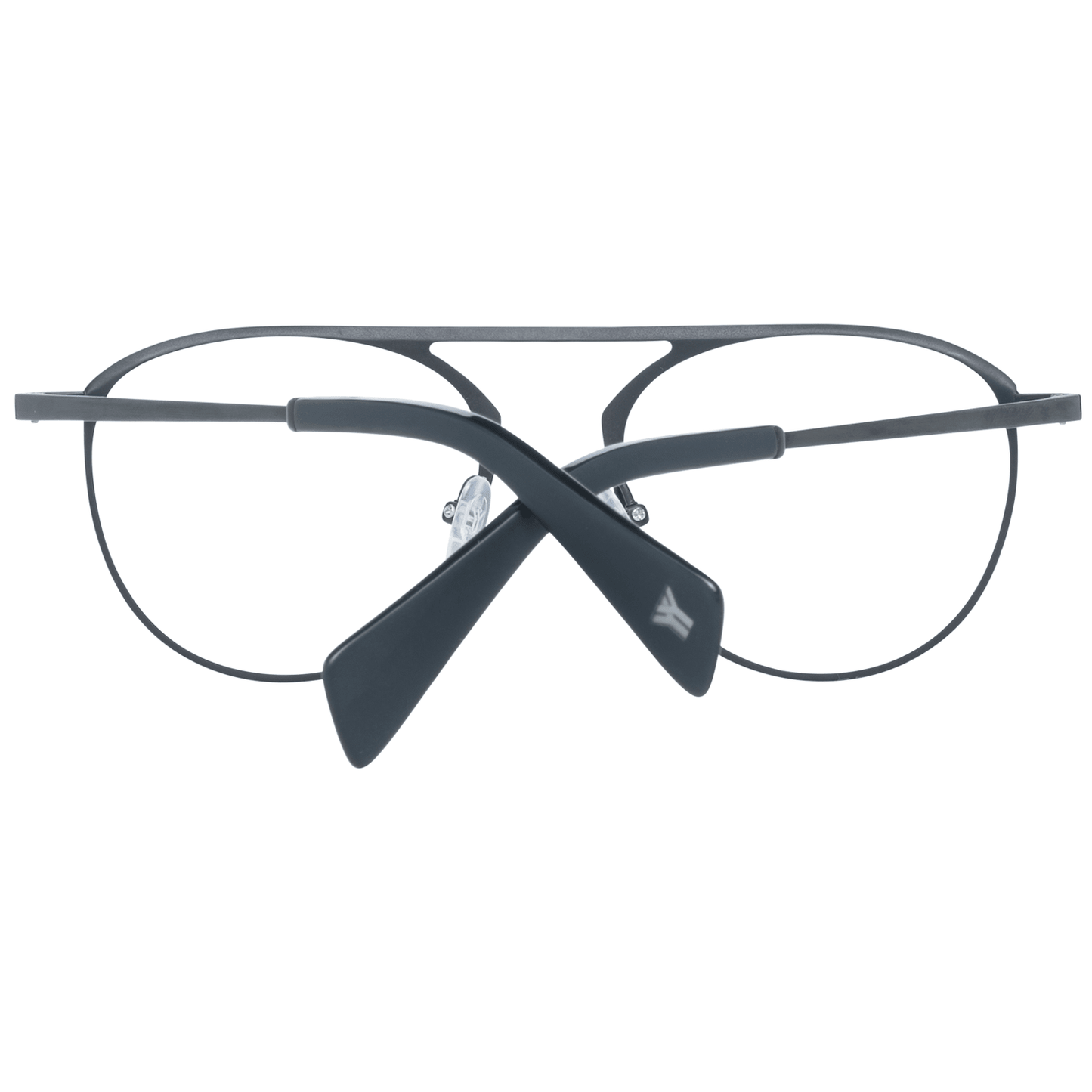 Yohji Yamamoto Black Plastic Glasses (Frames) with full-rim round design and black demo lenses, includes branded soft case.