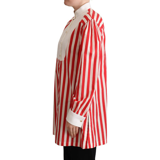 Dolce & Gabbana Elegant Red and White Stripe Cotton Polo Top Dolce & Gabbana Gray