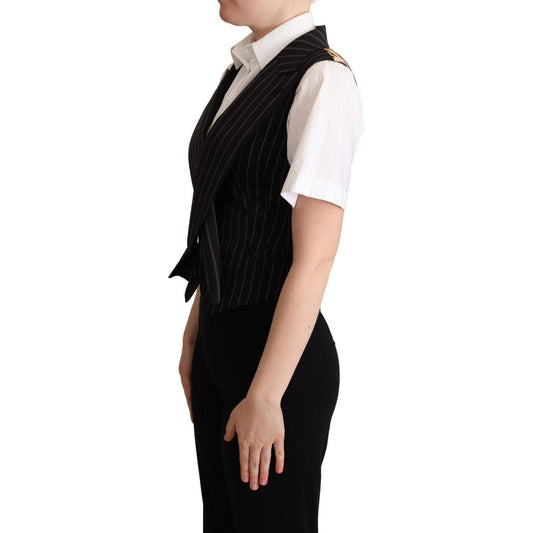 Dolce & Gabbana Elegant Leopard Print Waistcoat – Sleeveless Vest Dolce & Gabbana Gray