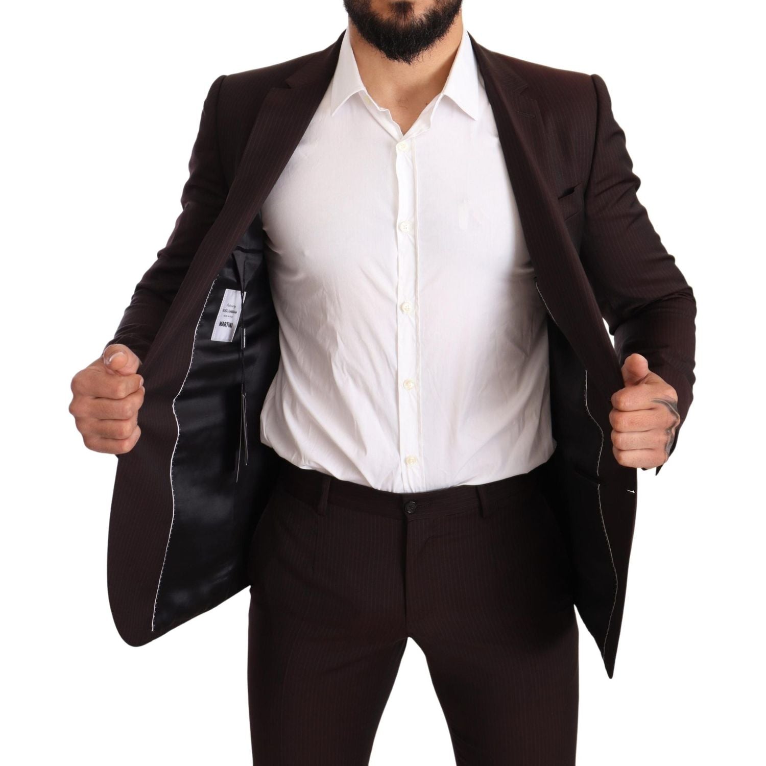 بدلة مارتيني مخططة باللون البوردو من دولتشي آند غابانا