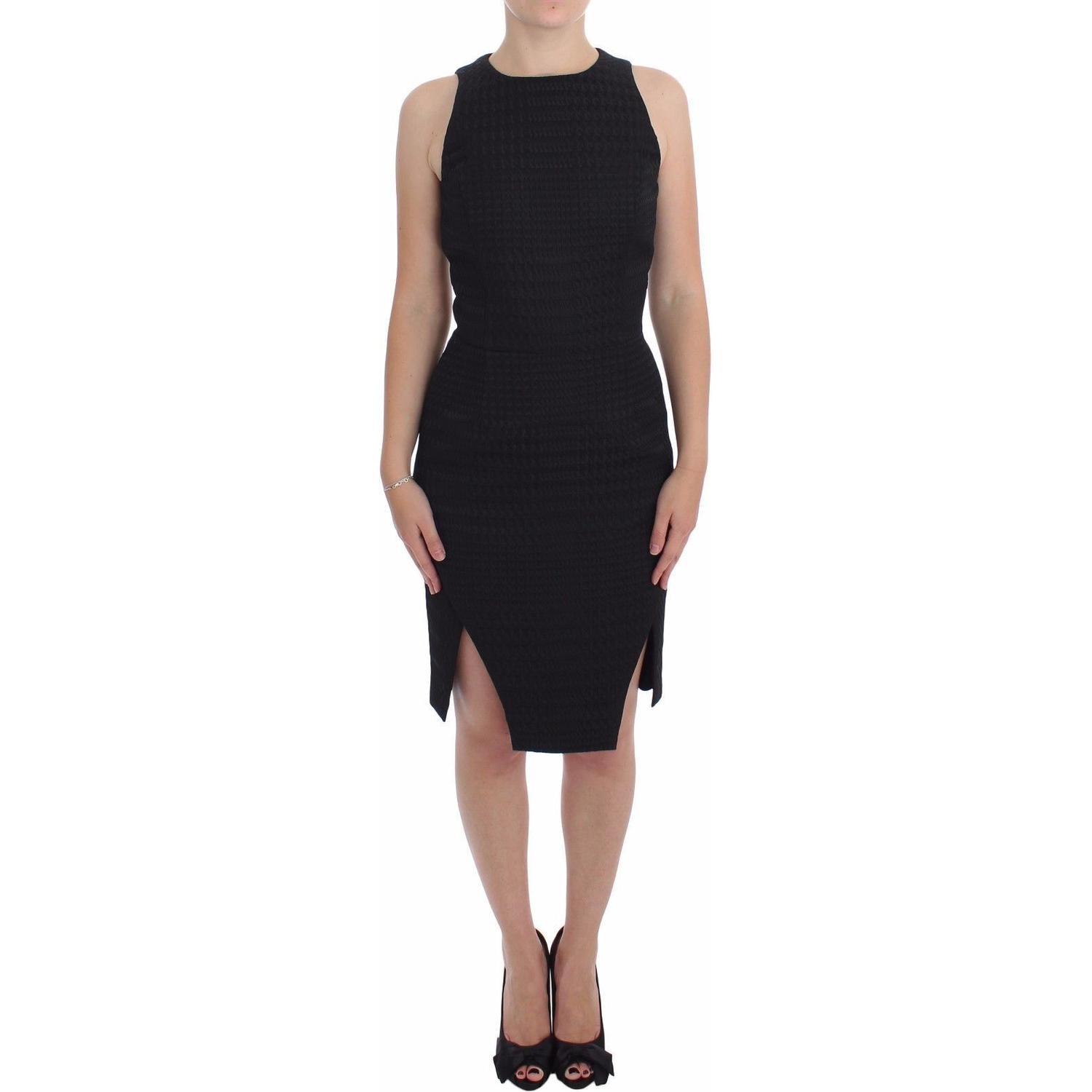 DAIZY SHELY Black Sheath Party Evening Knee Length Dress