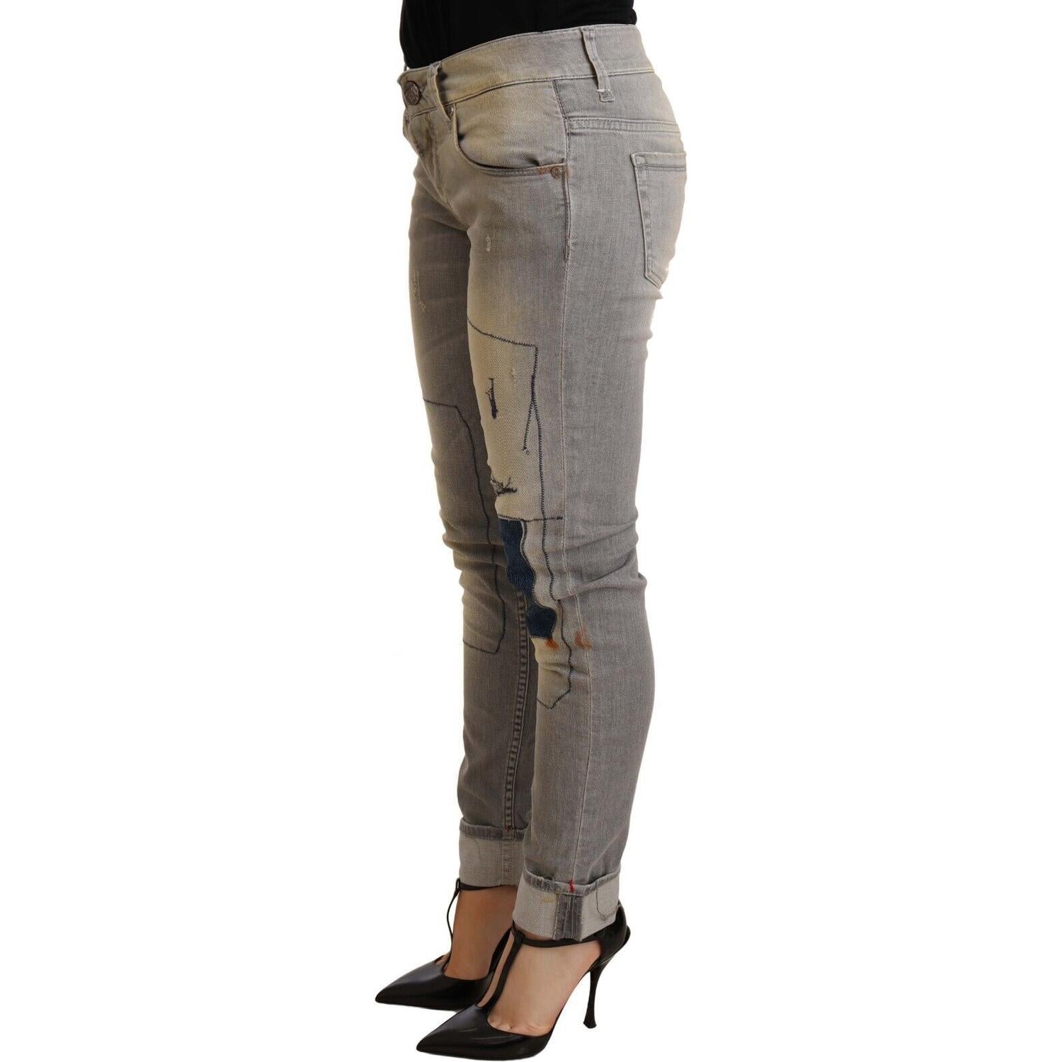بنطلون جينز رمادي اللون من Acht Chic Slim Fit