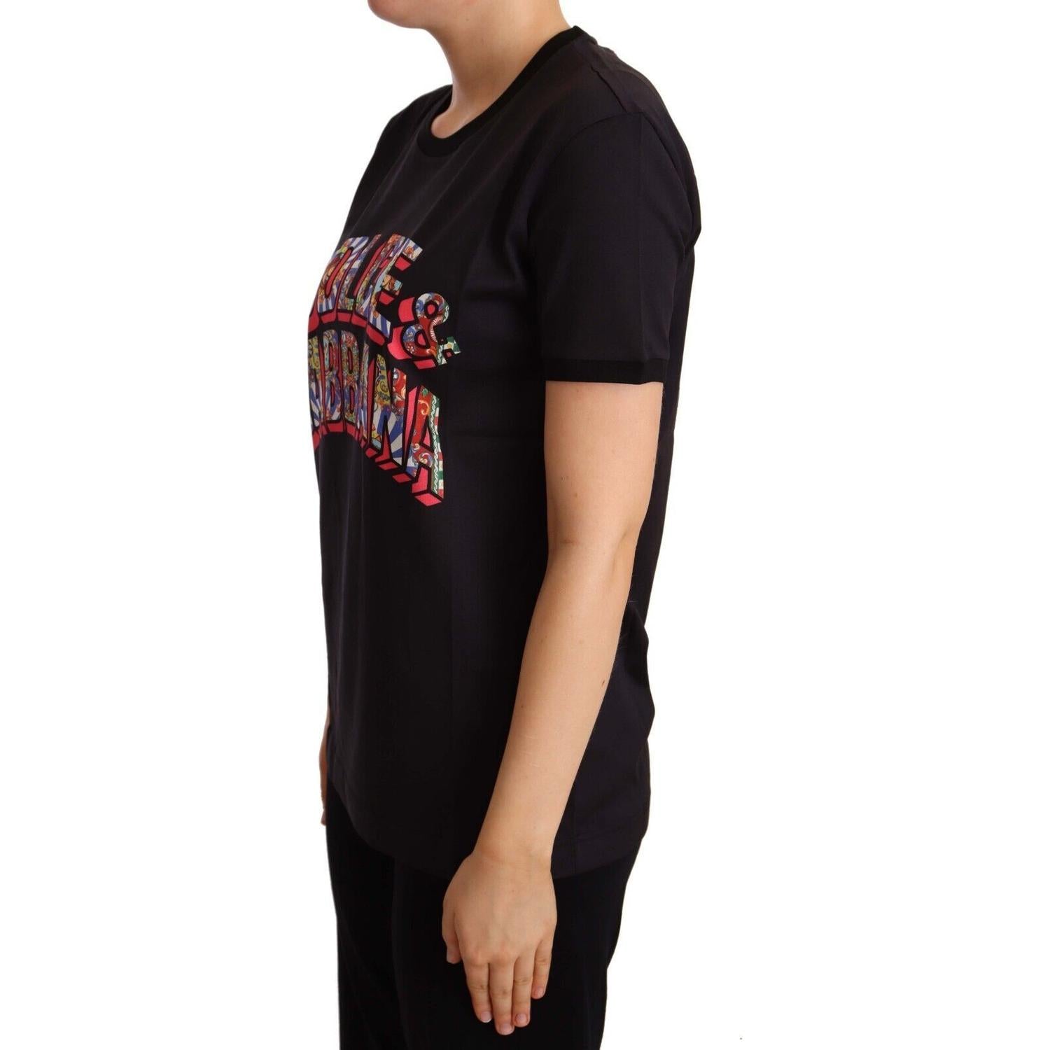 تي شيرت دولتشي آند غابانا الأنيق المصنوع من القطن باللون الأسود