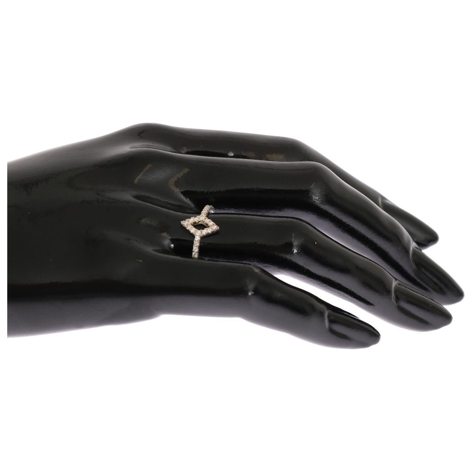 Nialaya Silver Rhombus Womens Clear CZ 925 Silver Ring