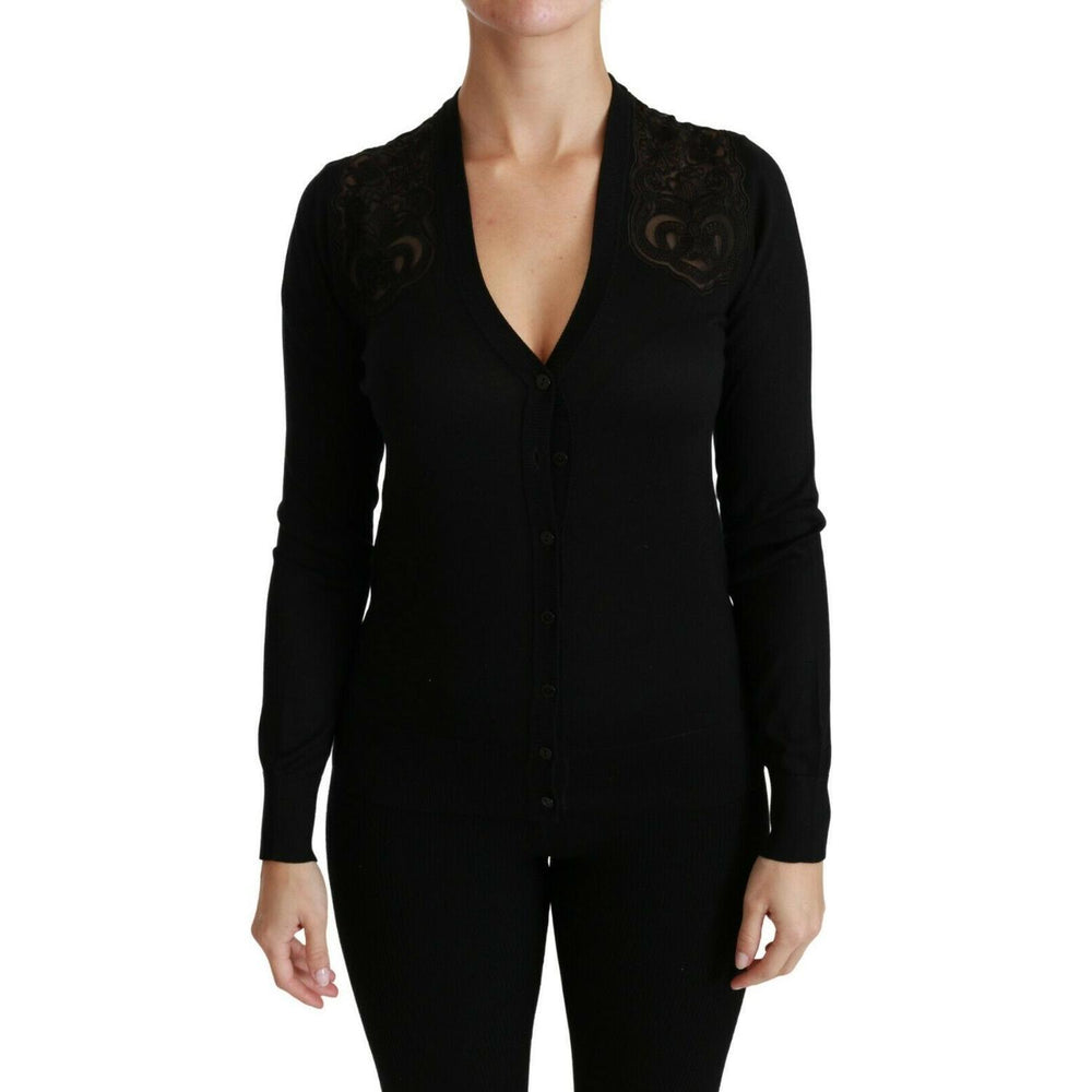 Dolce & Gabbana Black Lace Sweater Cardigan Sweater TSH4440- 38