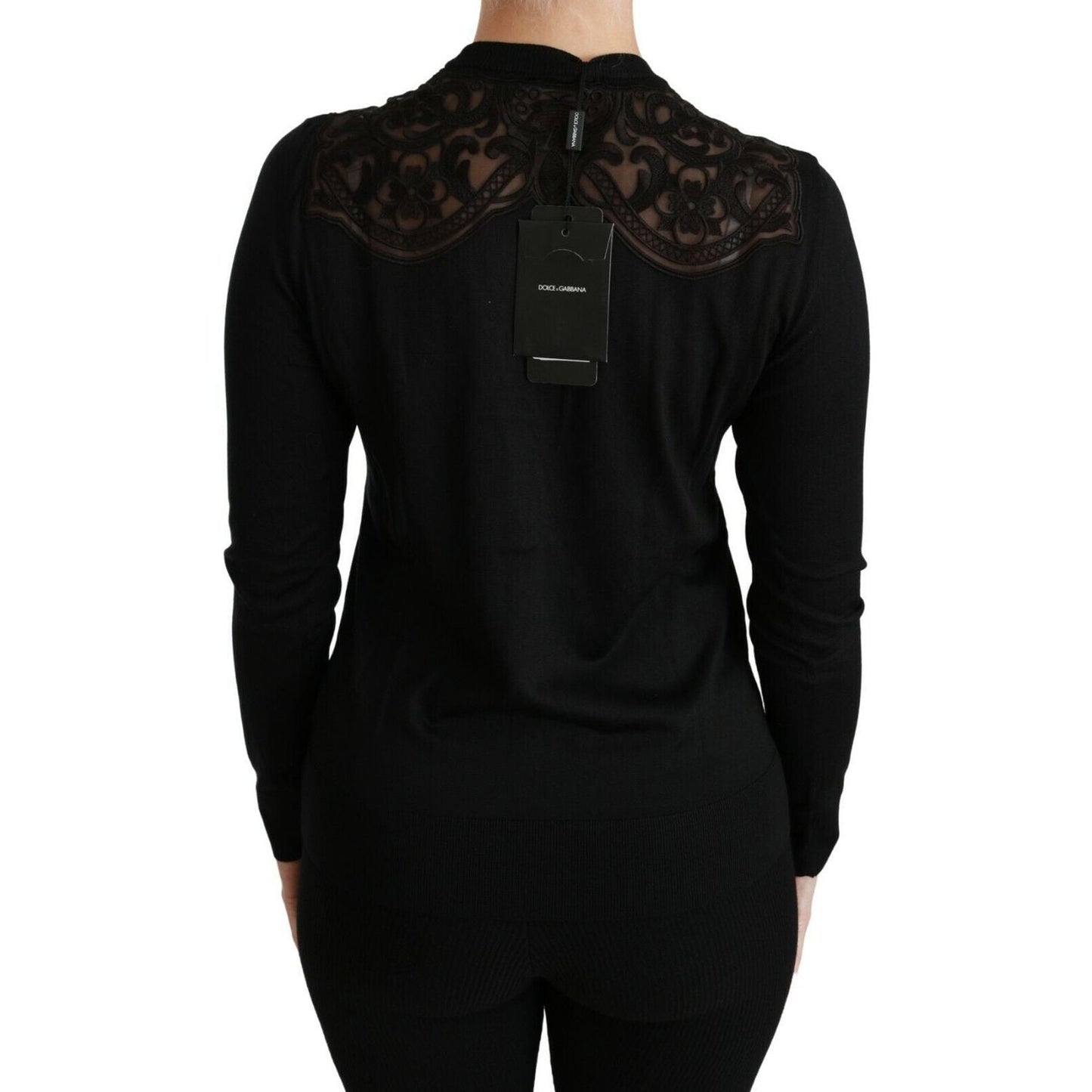 Dolce & Gabbana Black Lace Sweater Cardigan Sweater TSH4440- 38
