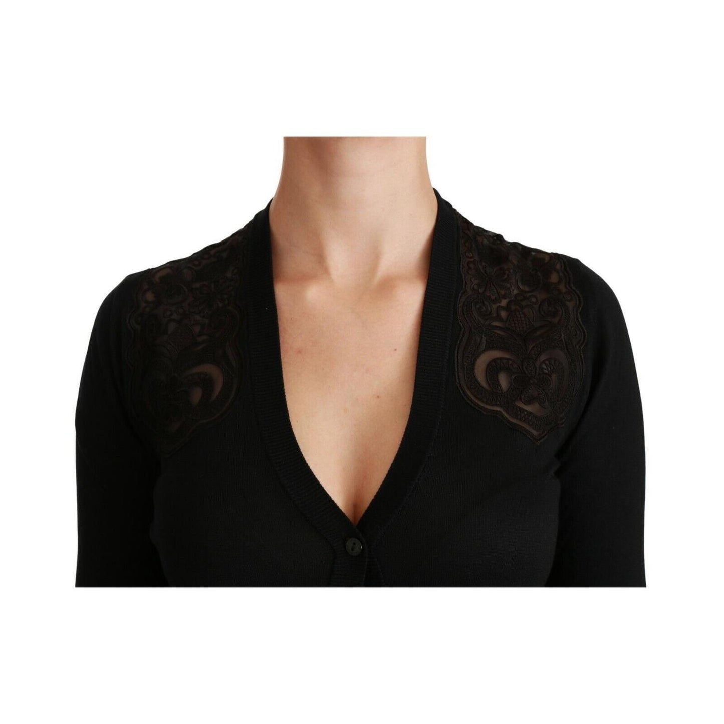Dolce & Gabbana Black Lace Sweater Cardigan Sweater TSH4440- 38