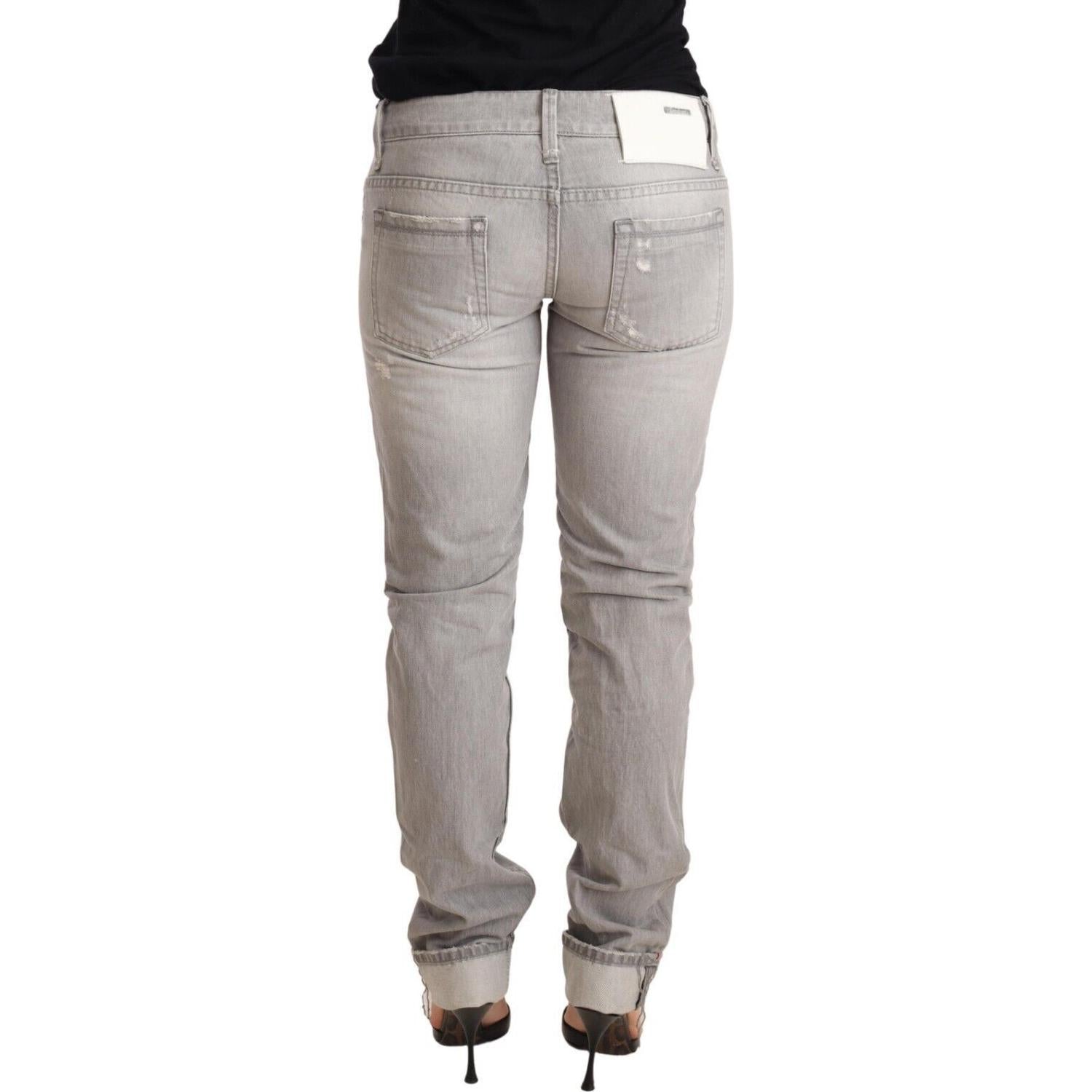 بنطلون جينز رمادي ممزق بقصّة Slim Fit من Acht Chic
