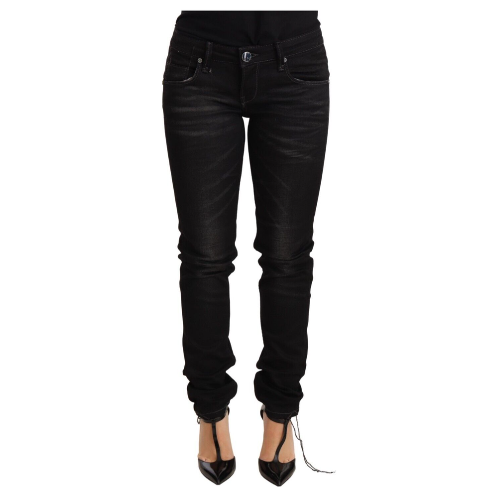 Acht Black Washed Cotton Slim Fit Denim Low Waist Trouser Jeans PAN71810-26