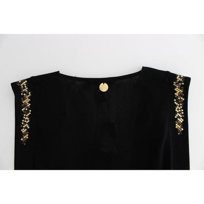 Roccobarocco Black Embellished Jersey Mini Sheath Short Dress Dresses