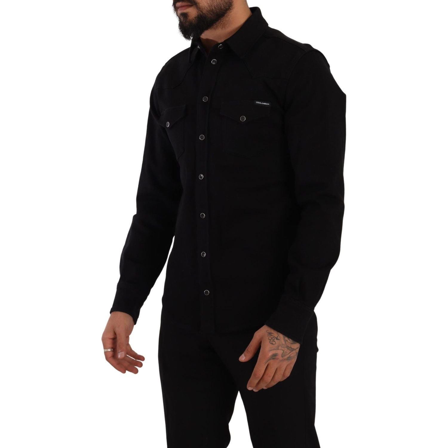 قميص دولتشي آند غابانا كاجوال بقصّة Slim Fit باللون الأسود من تصميم المصمم