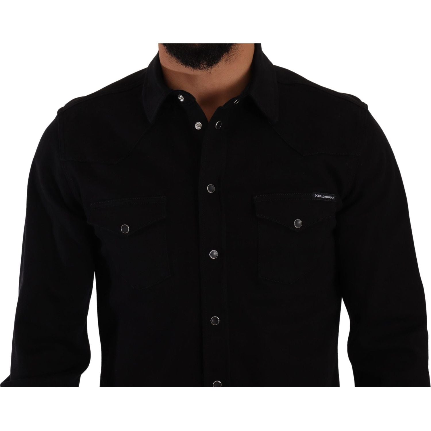 قميص دولتشي آند غابانا كاجوال بقصّة Slim Fit باللون الأسود من تصميم المصمم
