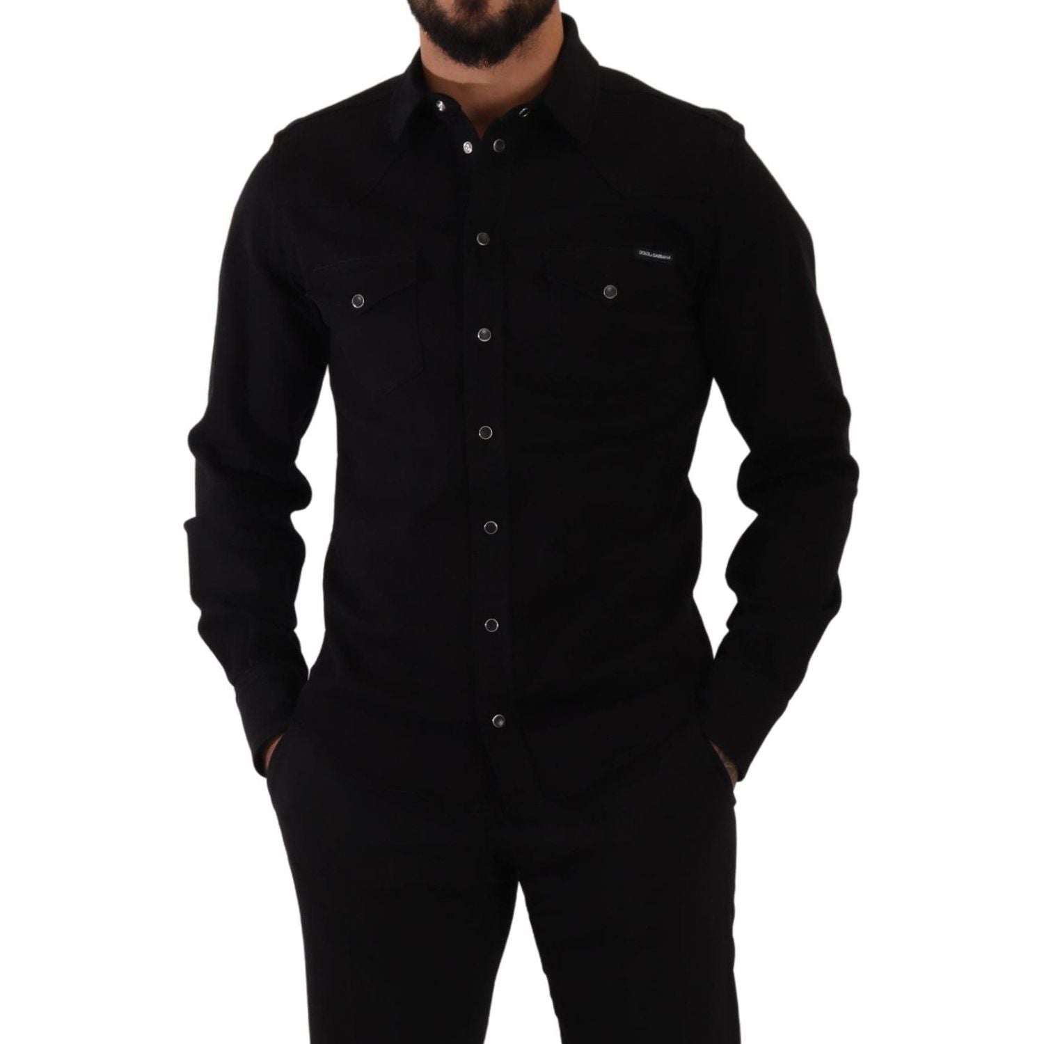 قميص دولتشي آند غابانا كاجوال بقصّة Slim Fit باللون الأسود من تصميم المصمم