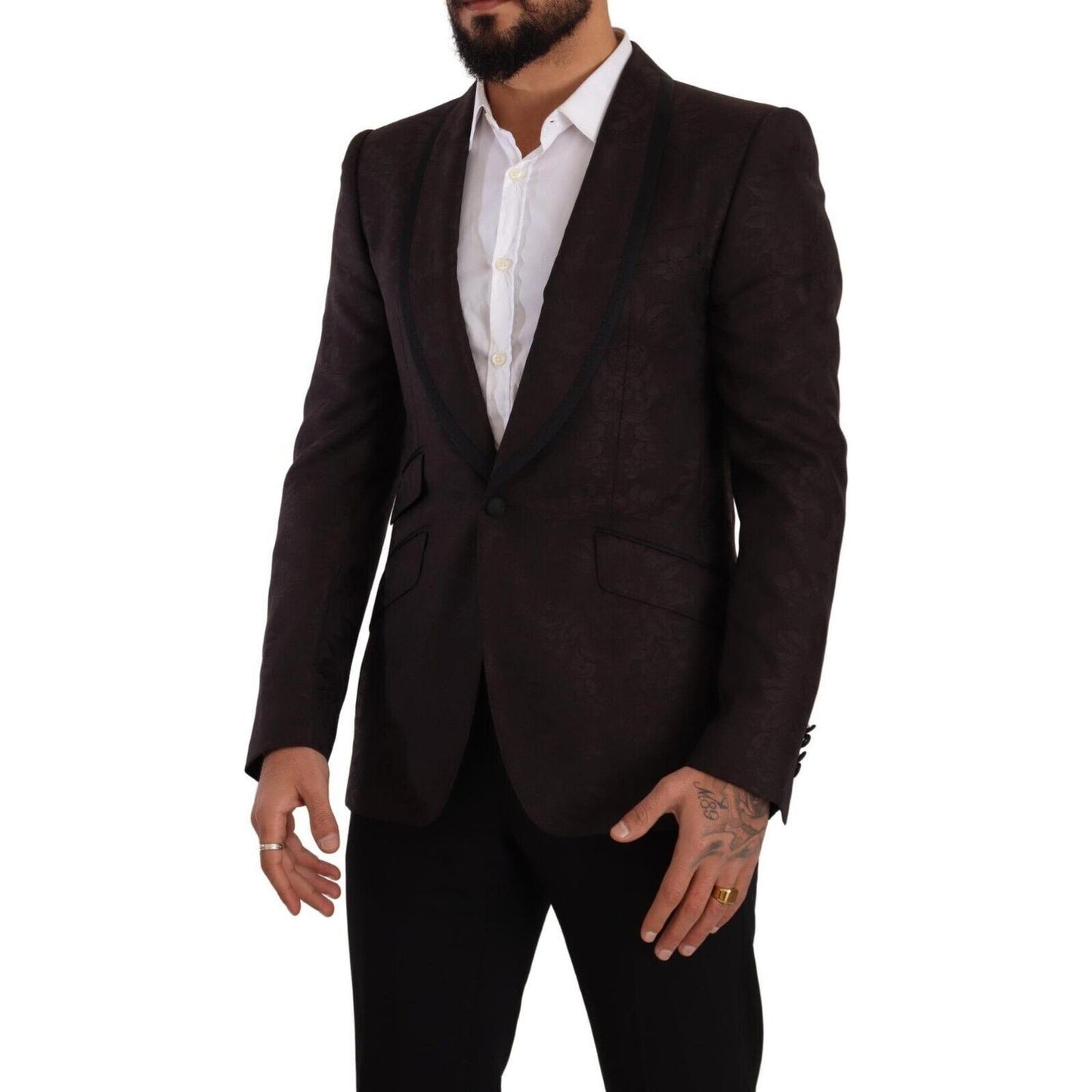 Dolce & Gabbana Purple Jacquard Single Breasted SICILIA Blazer