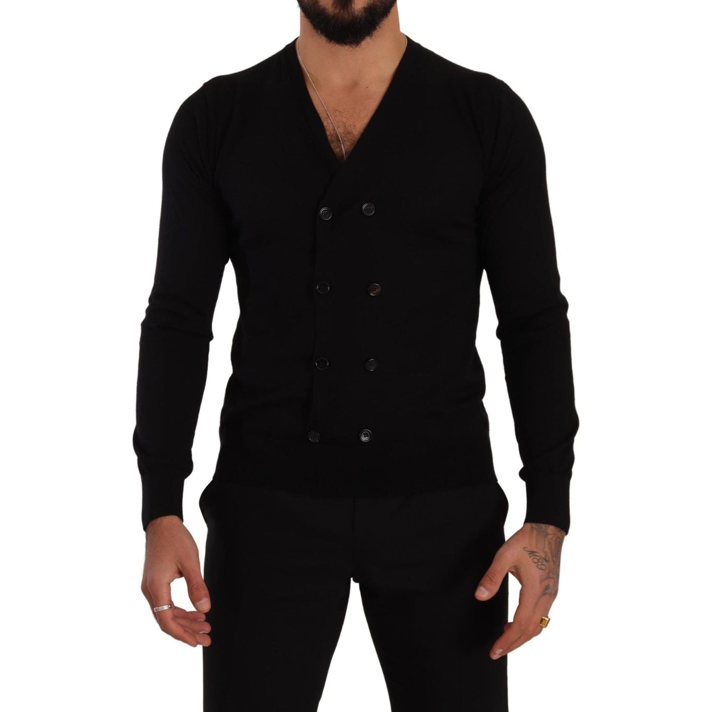 Dolce & Gabbana Black Cashmere Button Down Cardigan Sweater