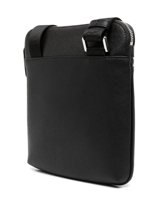 Emporio Armani ASV regenerated Saffiano leather flat shoulder bag with eagle plate Shoulder Emporio Armani Dark Slate Gray