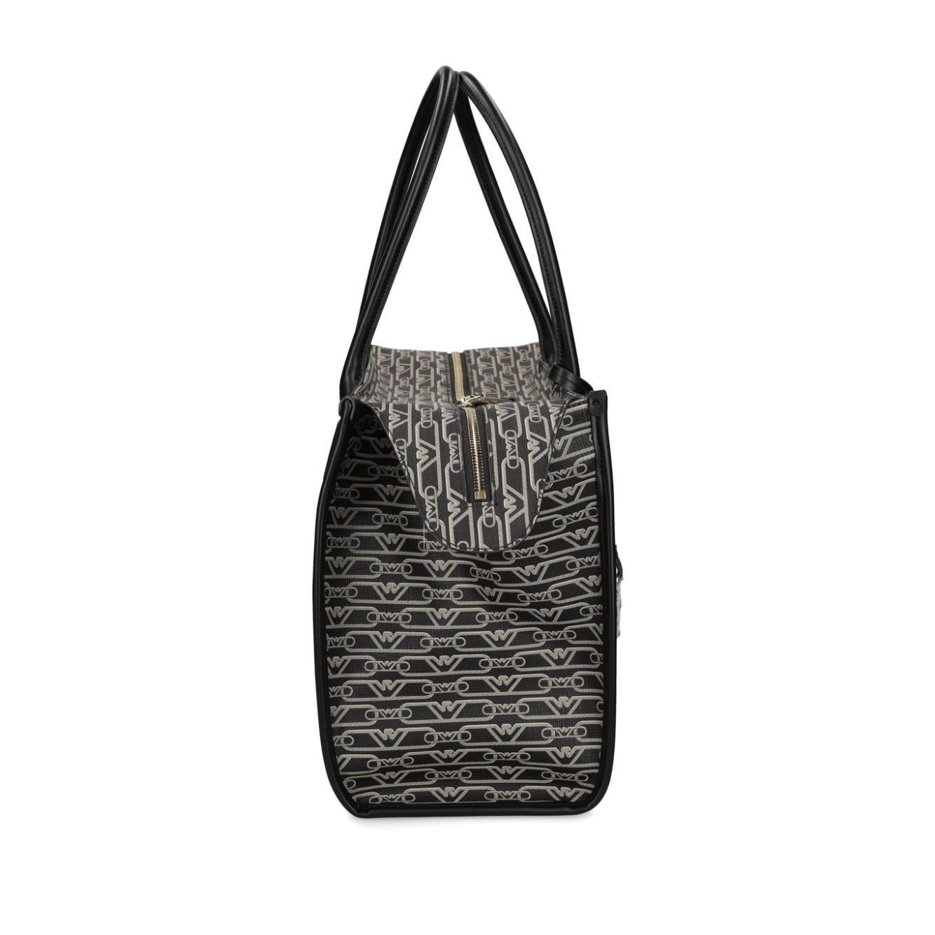 Front view with bag zipped and handles upright.