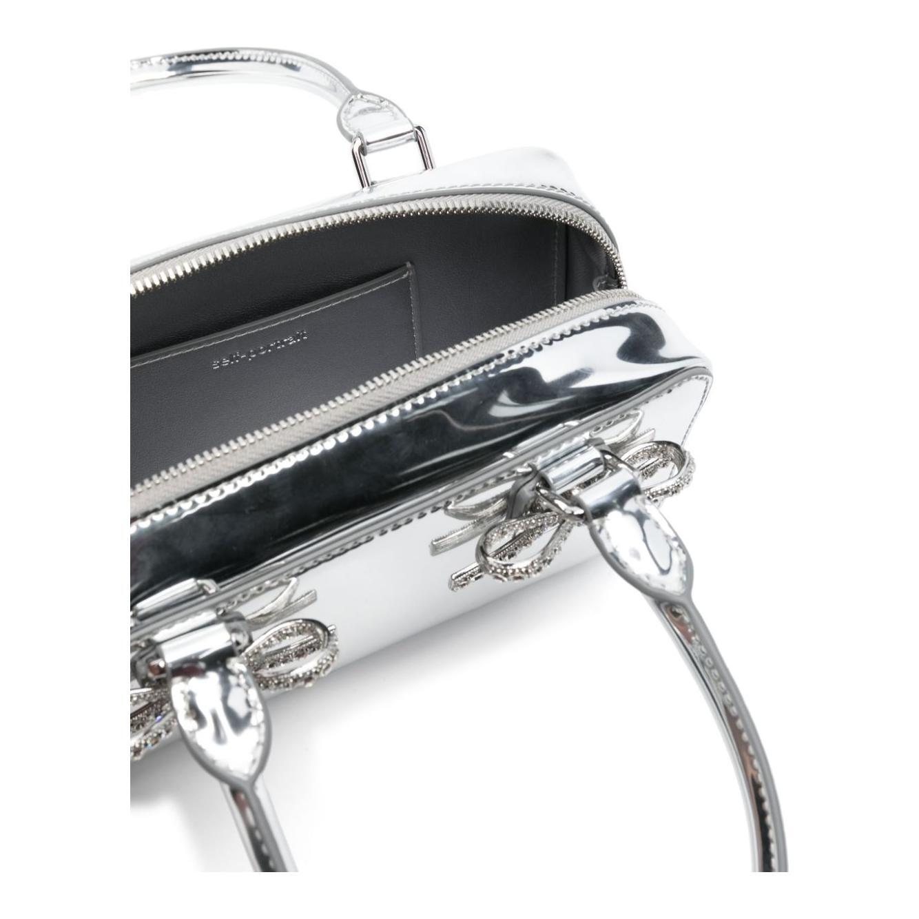 Self-Portrait mini leather tote bag RS25-301SILVER-P25