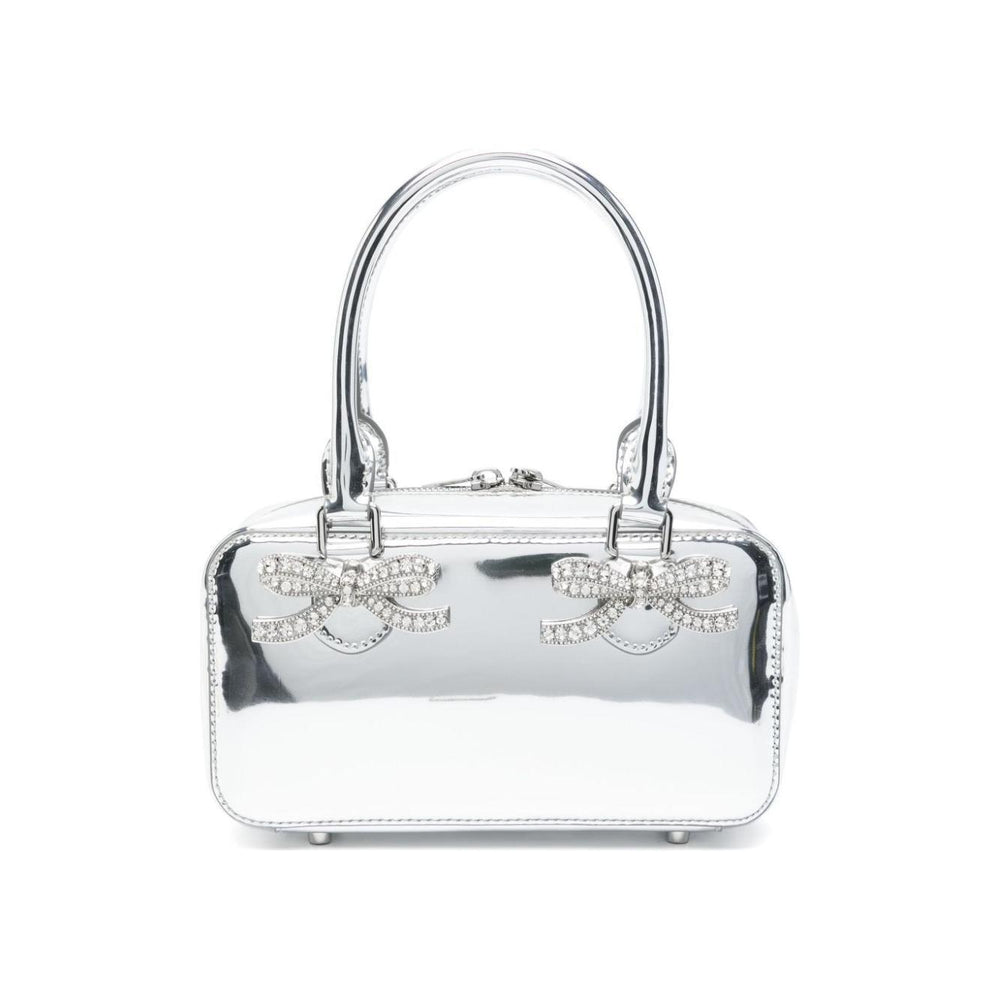 Self-Portrait mini leather tote bag RS25-301SILVER-P25