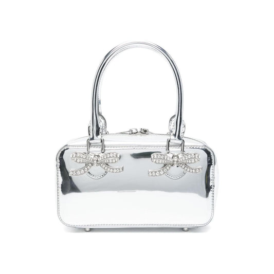 Self-Portrait mini leather tote bag RS25-301SILVER-P25