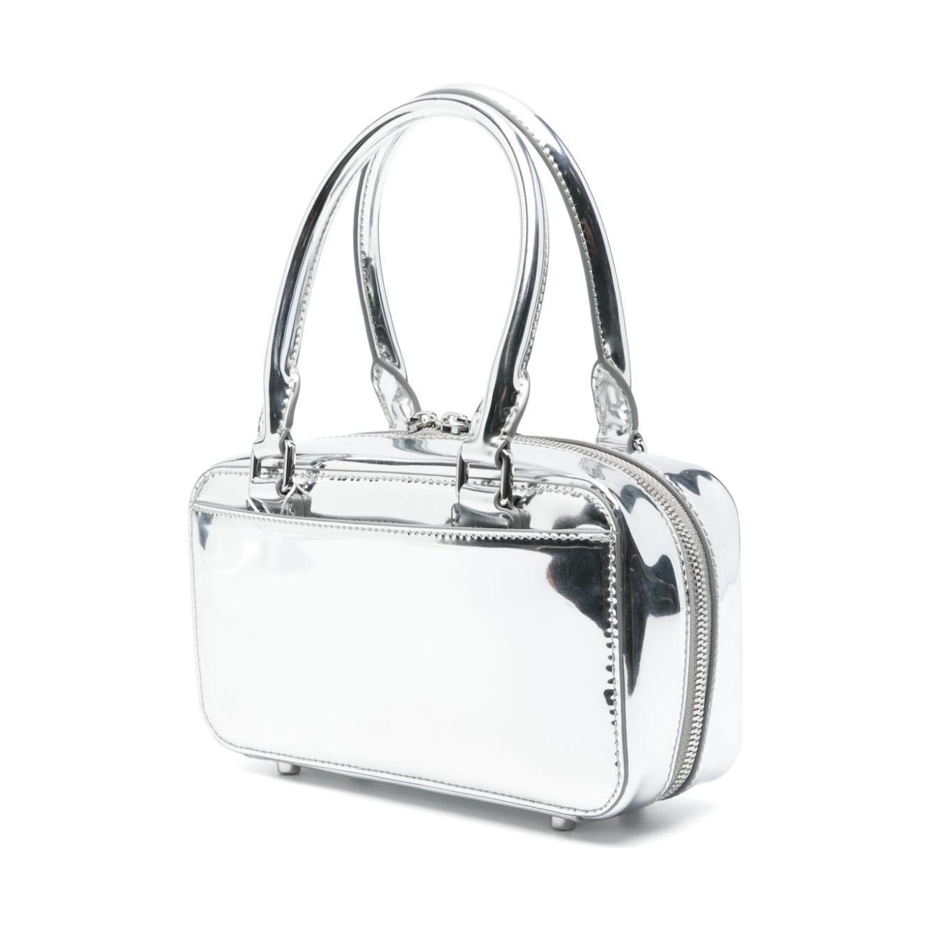 Self-Portrait mini leather tote bag RS25-301SILVER-P25
