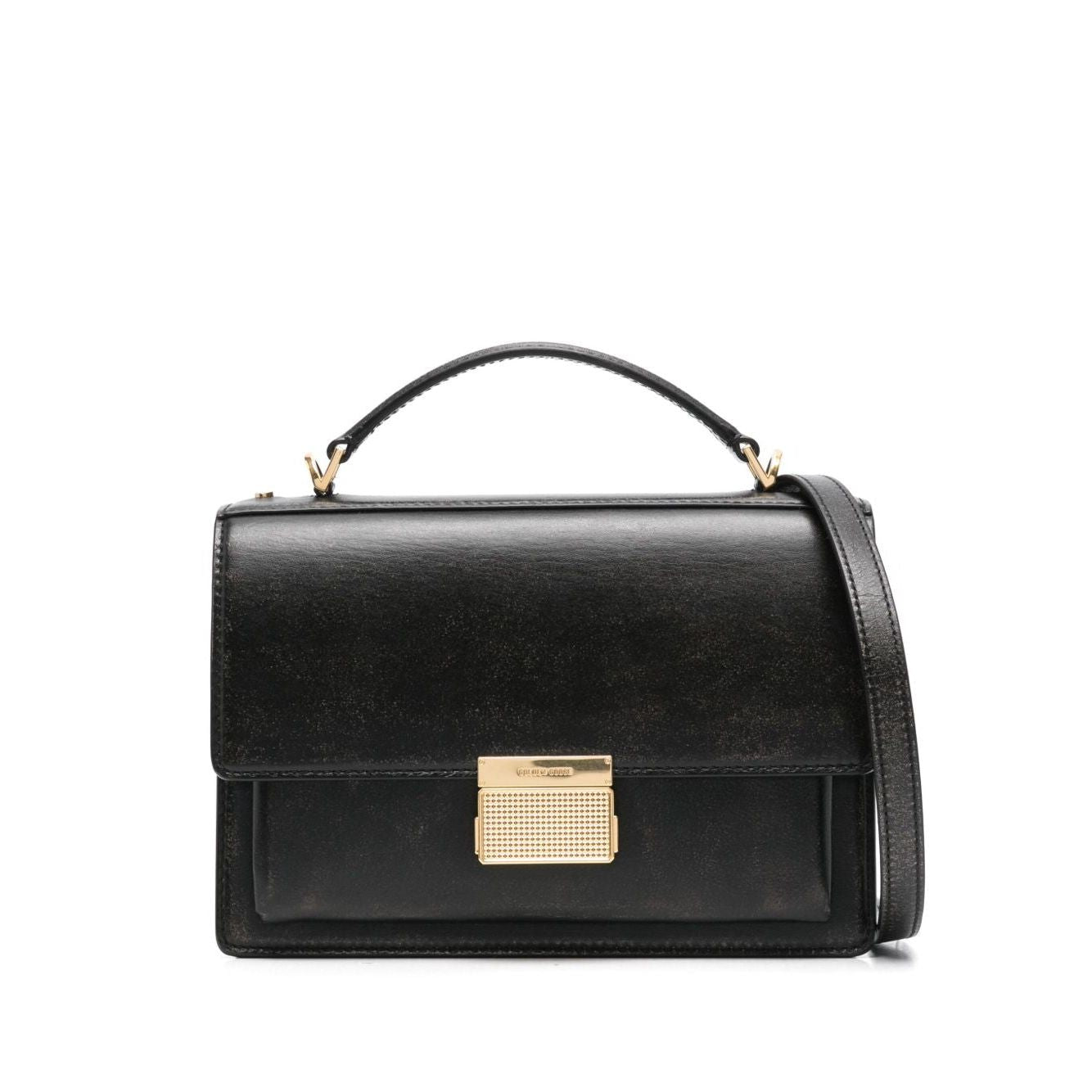 Front view with bag zipped and handles upright.