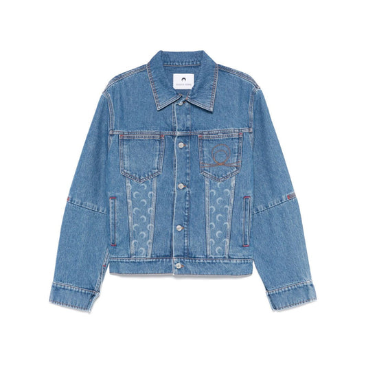 Marine Serre crescent moon-print denim jacket Jackets