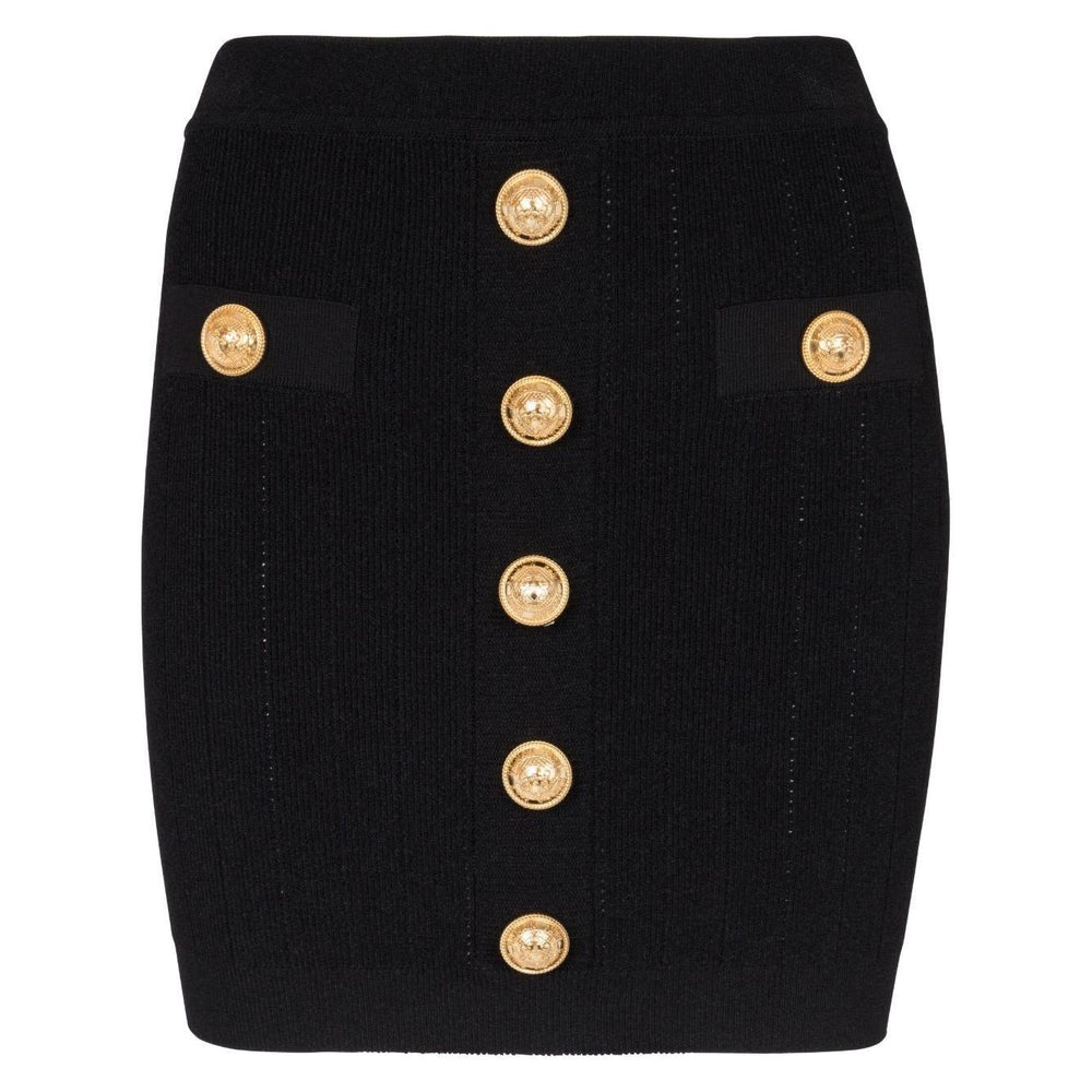 Balmain Button Embellished Knitted Skirt EF1LB290KB070PA-P25