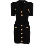 Balmain short knitted dress with golden buttons EF1R6045KB070PA-P25