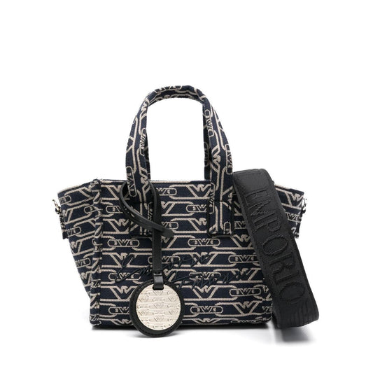 Emporio Armani Small tote bag in all-over monogram jacquard canvas EW000371AF12993FB237-P25