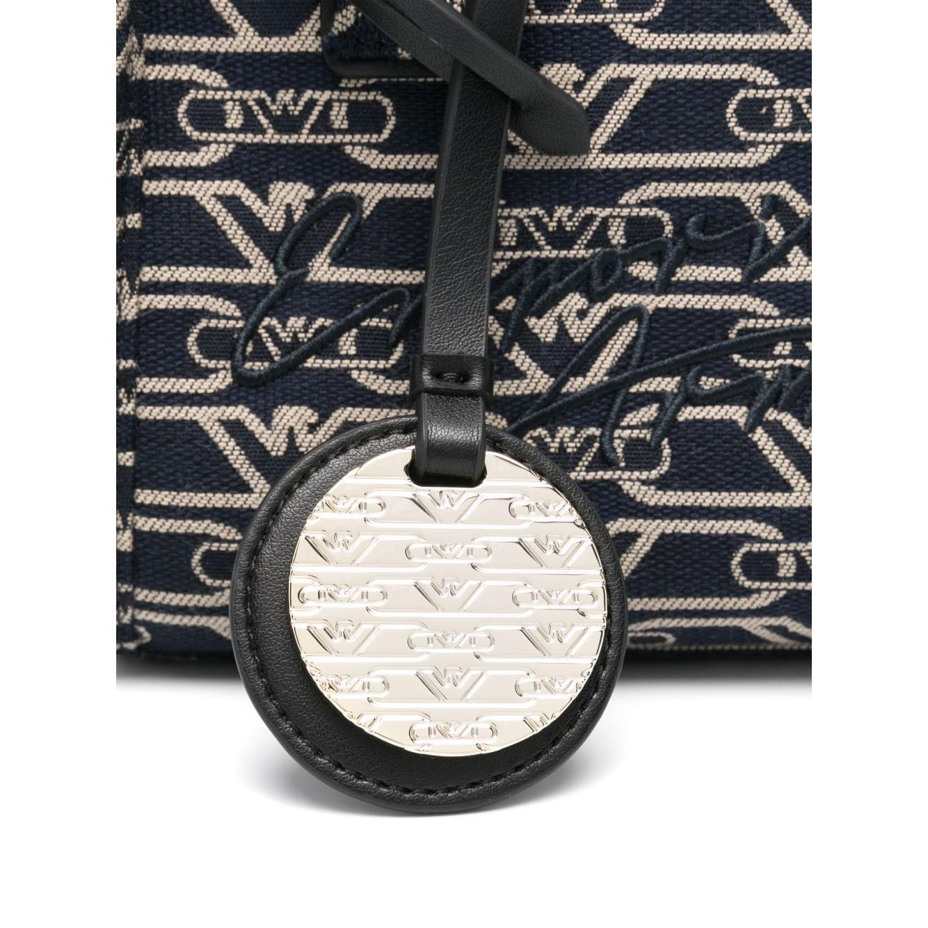 Emporio Armani Small tote bag in all-over monogram jacquard canvas EW000371AF12993FB237-P25