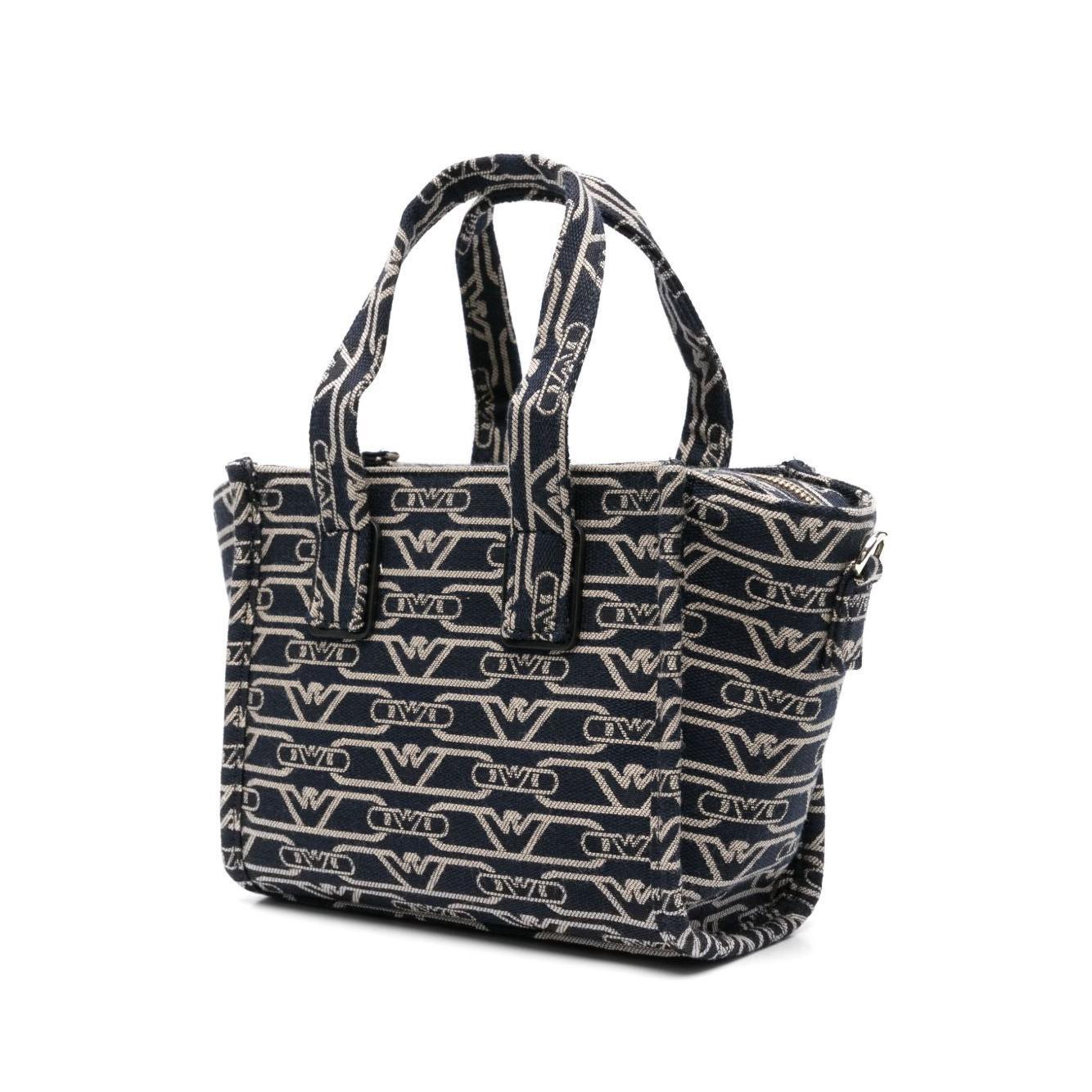 Emporio Armani Small tote bag in all-over monogram jacquard canvas EW000371AF12993FB237-P25