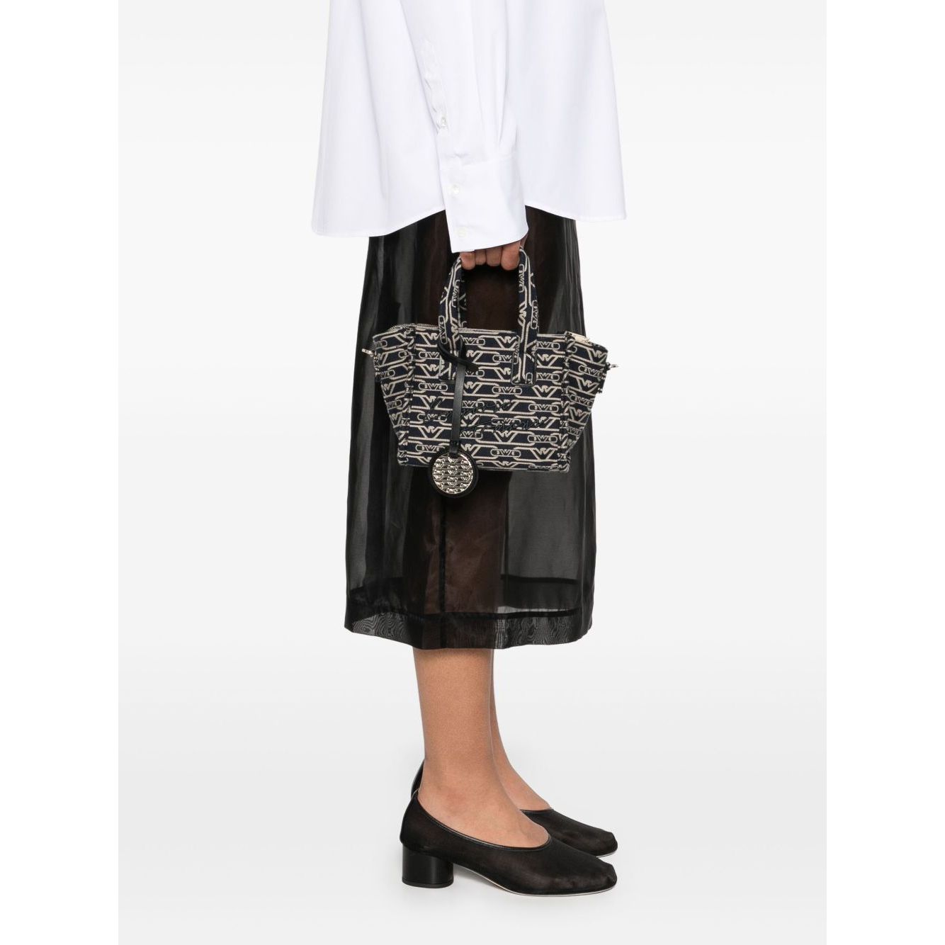 Emporio Armani Small tote bag in all-over monogram jacquard canvas
