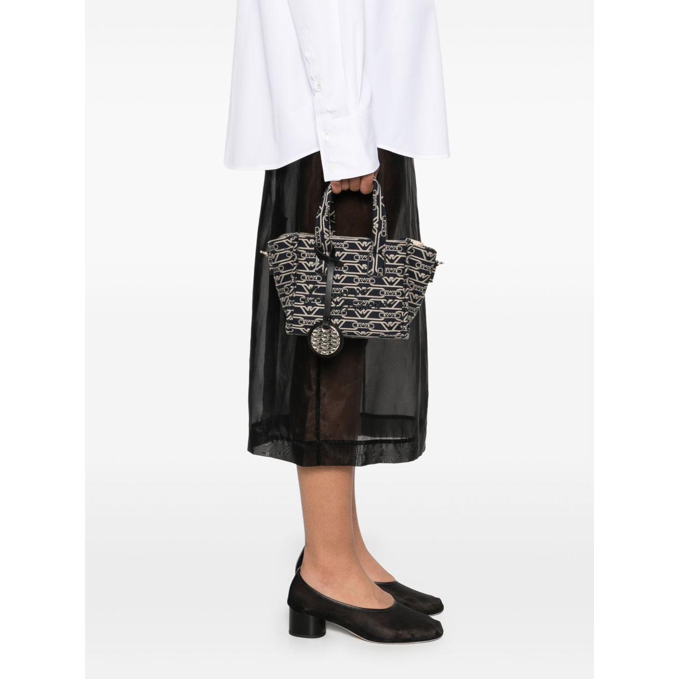 Emporio Armani Small tote bag in all-over monogram jacquard canvas EW000371AF12993FB237-P25