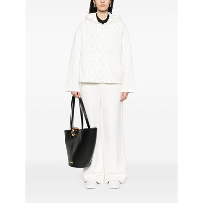 Emporio Armani Zip-up hoodie in double jersey with all-over lettering